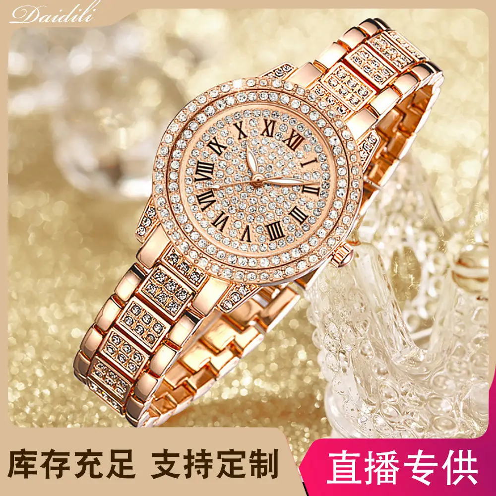 Women's Roman Dial Quartz Watch with Crystal Bracelet - Image 8