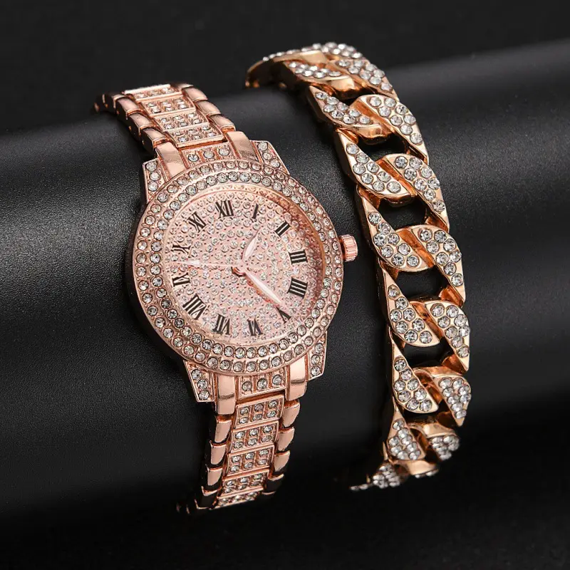 Women's Roman Dial Quartz Watch with Crystal Bracelet - Image 9