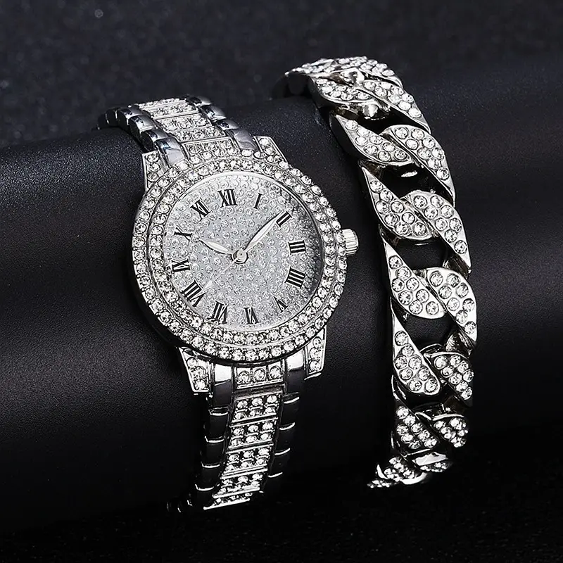 Women's Roman Dial Quartz Watch with Crystal Bracelet - Image 10