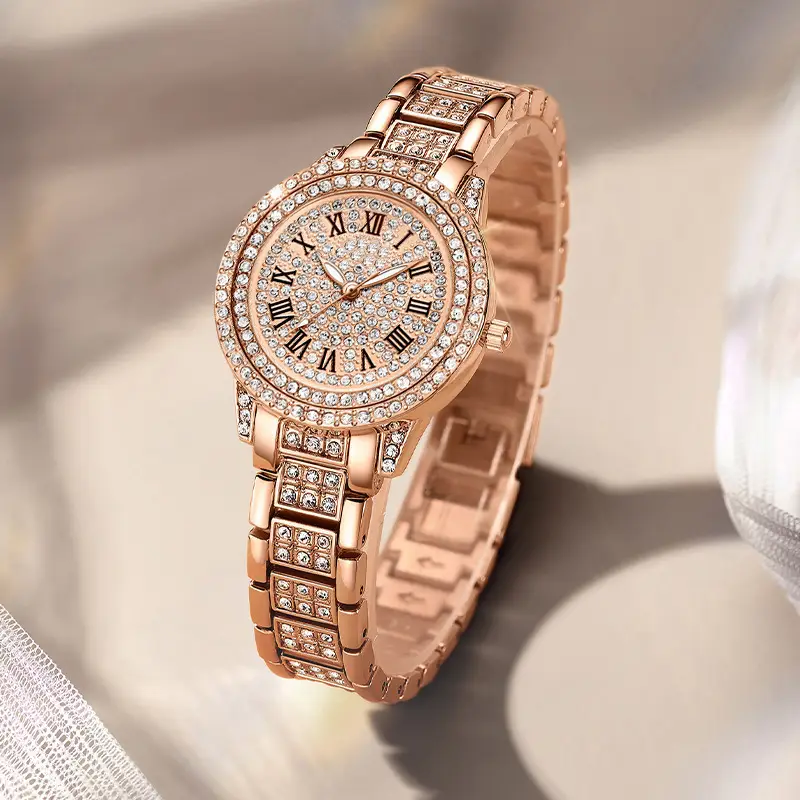 Women's Roman Dial Quartz Watch with Crystal Bracelet — feature 9