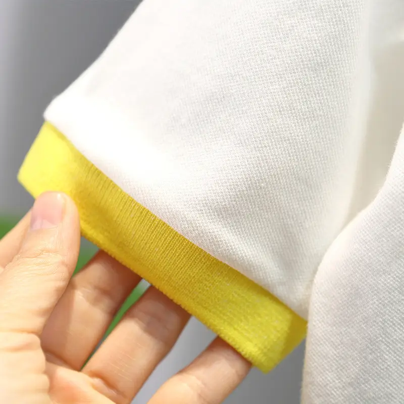 Boys' White Polo Shirt with Navy & Yellow Trim - Image 3