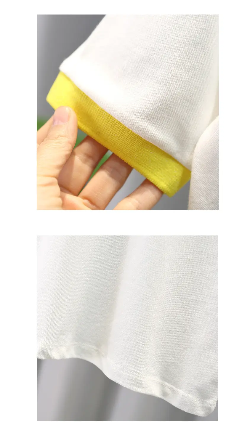 Boys' White Polo Shirt with Navy & Yellow Trim — feature 8