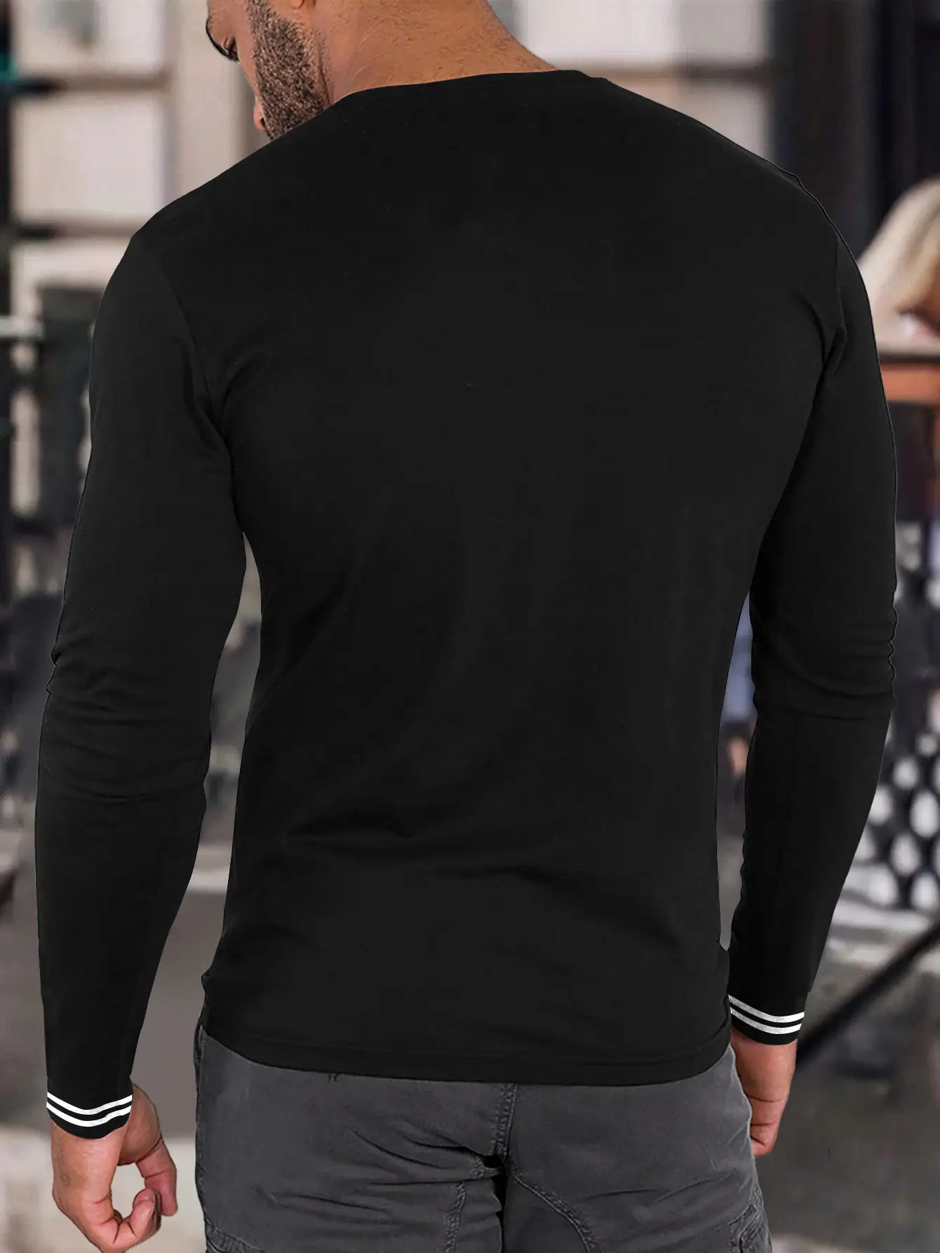 Men's Red Black White Long Sleeve T-Shirt — feature 7