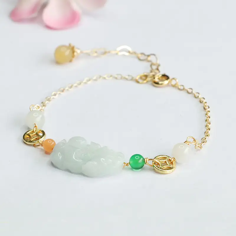 Jade Pixiu Bracelet for Women Gold Chain Pearl Beads - Image 3