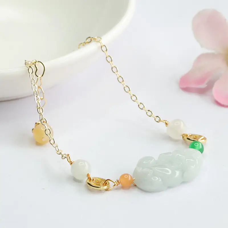 Jade Pixiu Bracelet for Women Gold Chain Pearl Beads - Image 4