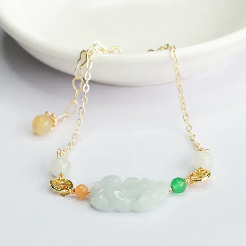 Jade Pixiu Bracelet for Women Gold Chain Pearl Beads — feature 7