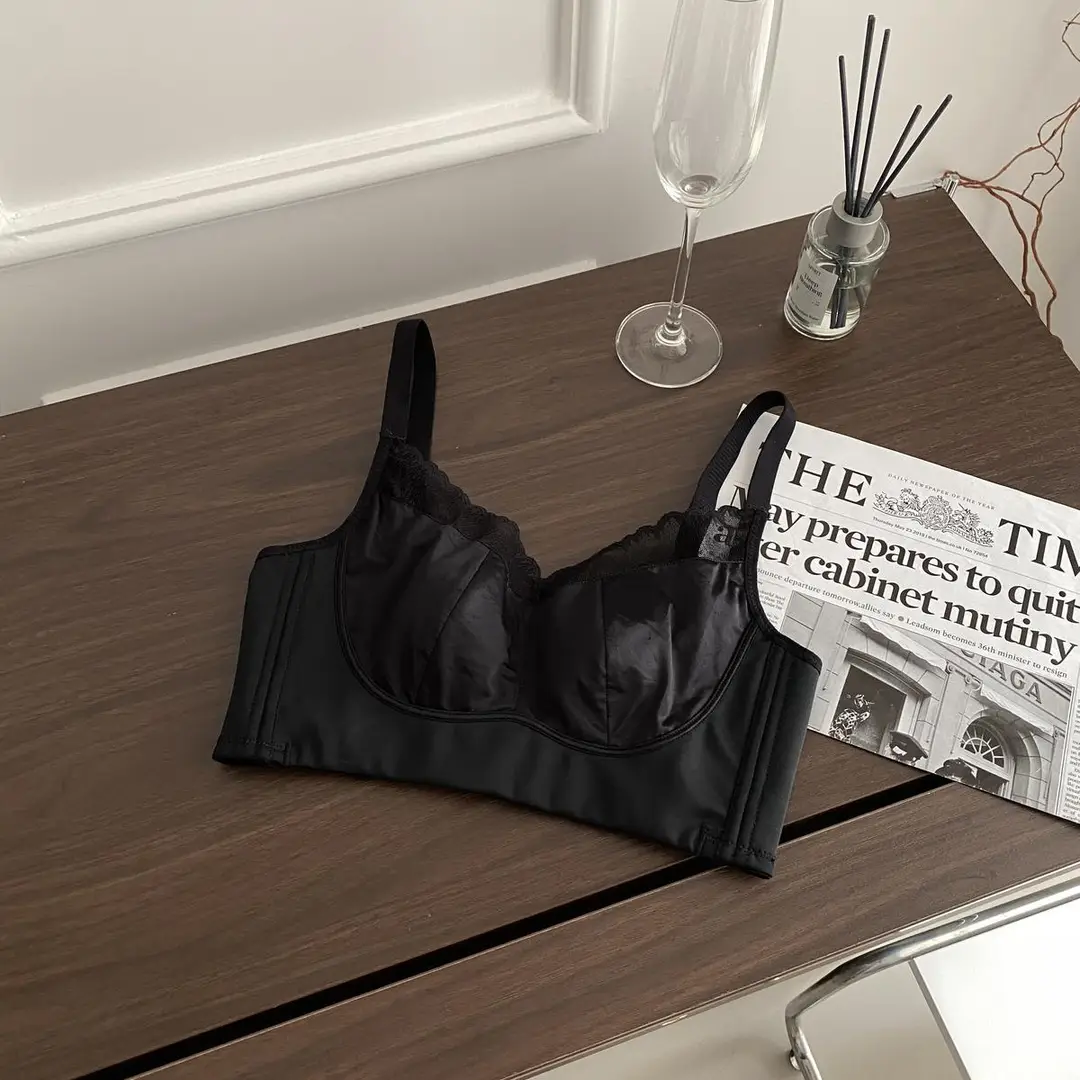 Large Chest Small Underwear Women's Thin Nipper Anti-sagging Lace Satin Comfortable Adjustable plus size Bra