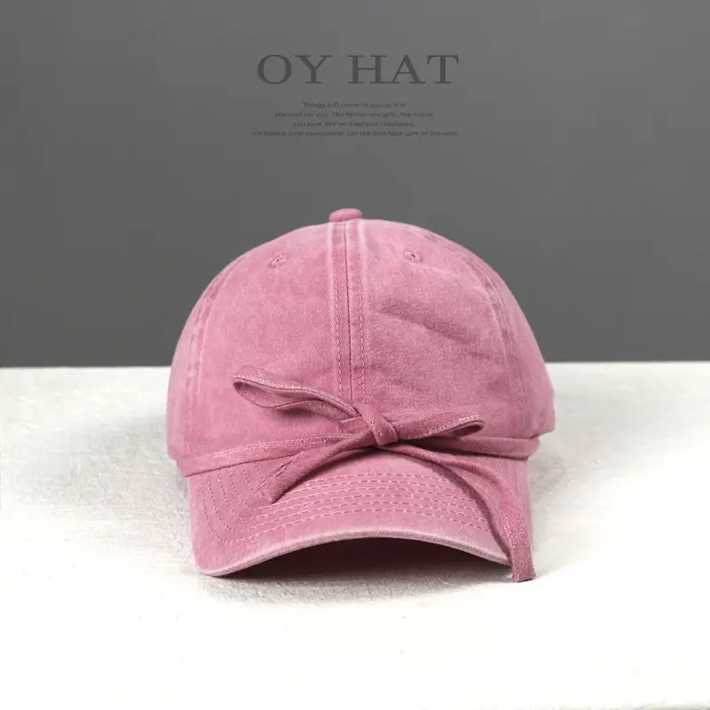 Pink Bow Tie Baseball Cap for Girls Summer Casual - Image 8