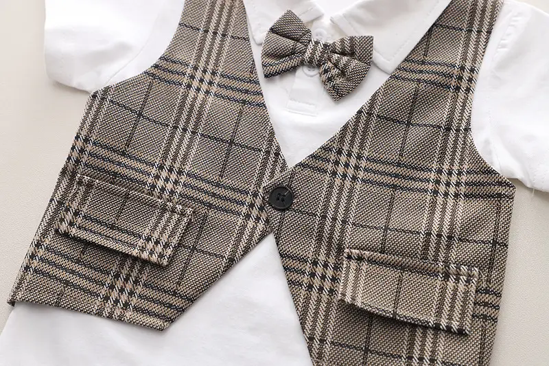 Children's Plaid Cotton Suit Set Summer Boys Girls — feature 7