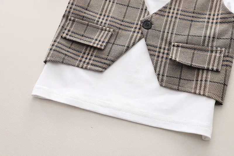 Children's Plaid Cotton Suit Set Summer Boys Girls — feature 8