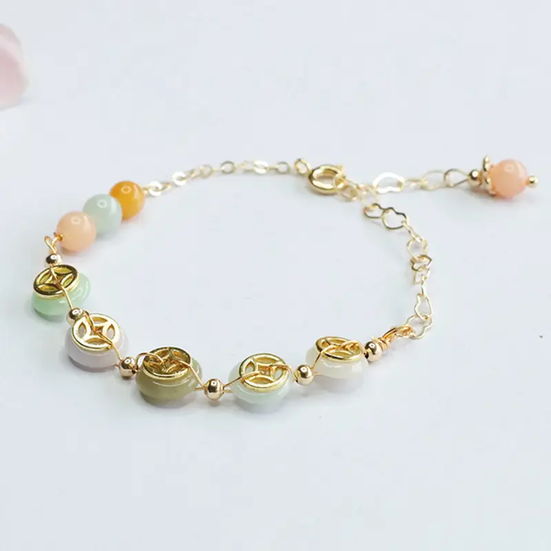 Guan Yu Jade Copper Coin Peace Bracelet - Image 3