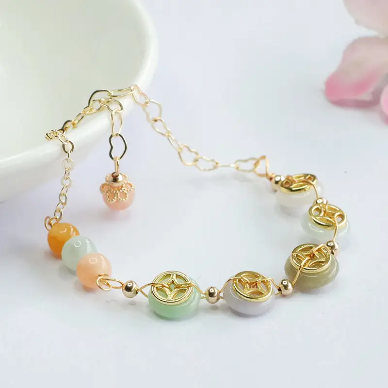 Guan Yu Jade Copper Coin Peace Bracelet - Image 4