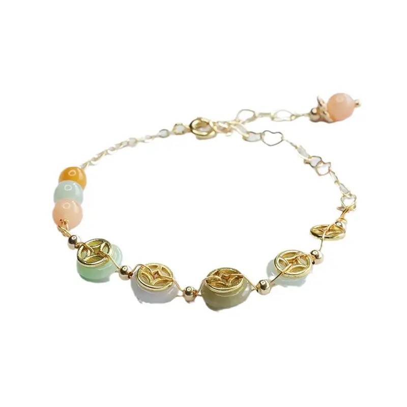 Guan Yu Jade Copper Coin Peace Bracelet - Image 5