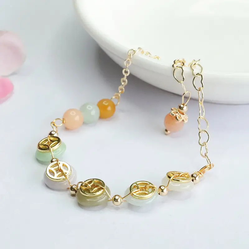 Guan Yu Jade Copper Coin Peace Bracelet — feature 8
