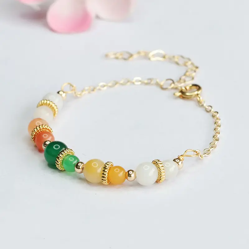 Glowing Jade Bracelet with Green Chalcedony Beads - Image 2