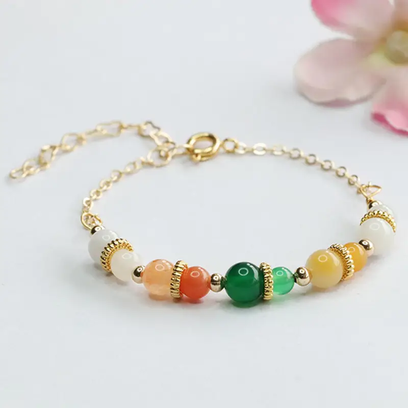 Glowing Jade Bracelet with Green Chalcedony Beads - Image 3