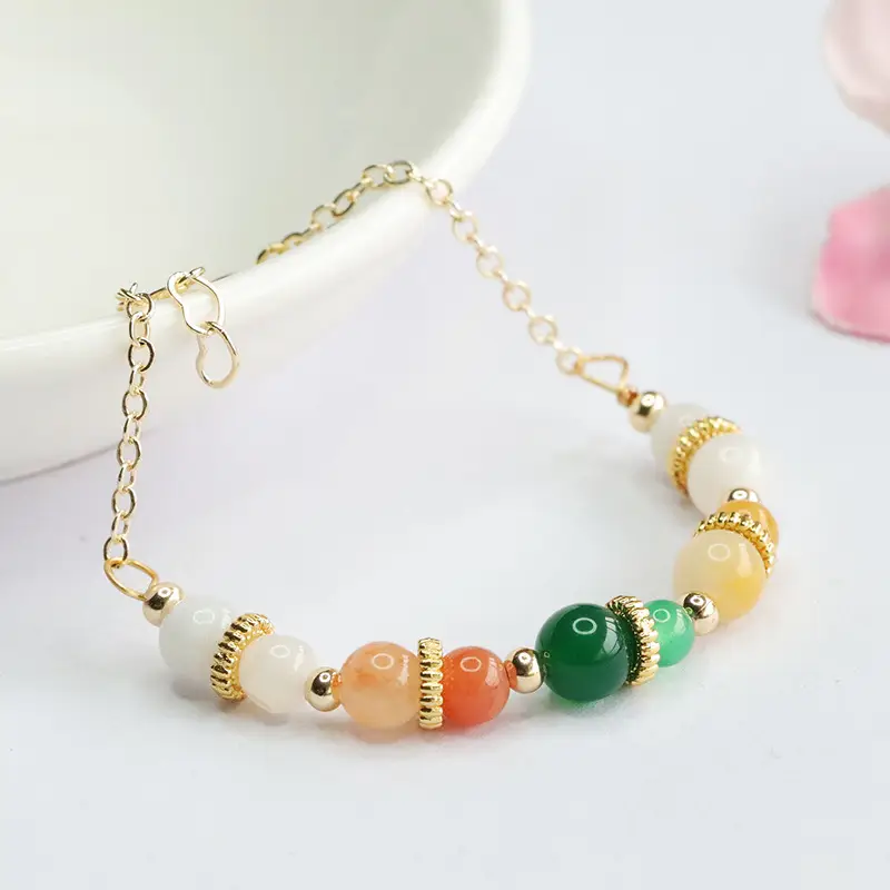 Glowing Jade Bracelet with Green Chalcedony Beads - Image 4