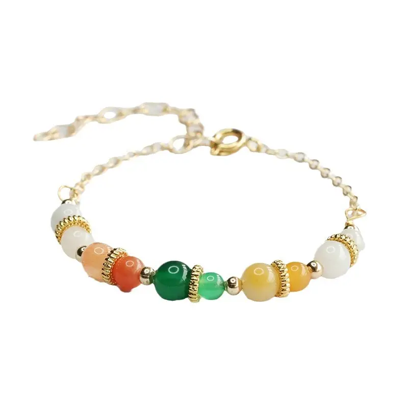 Glowing Jade Bracelet with Green Chalcedony Beads - Image 5