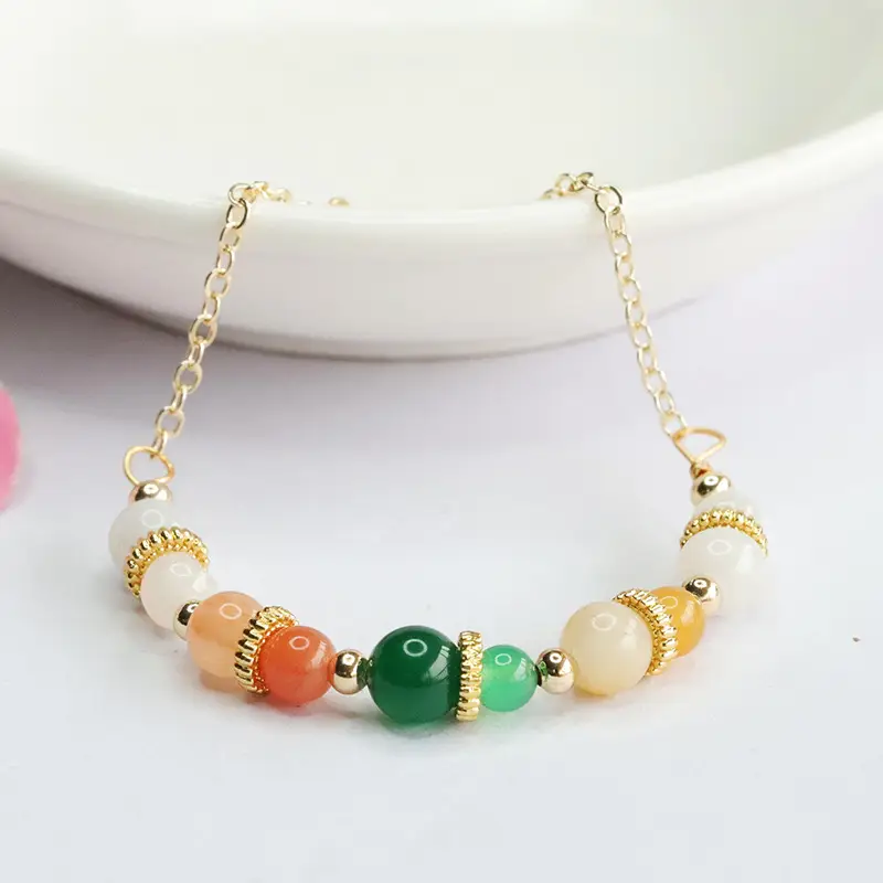 Glowing Jade Bracelet with Green Chalcedony Beads — feature 7