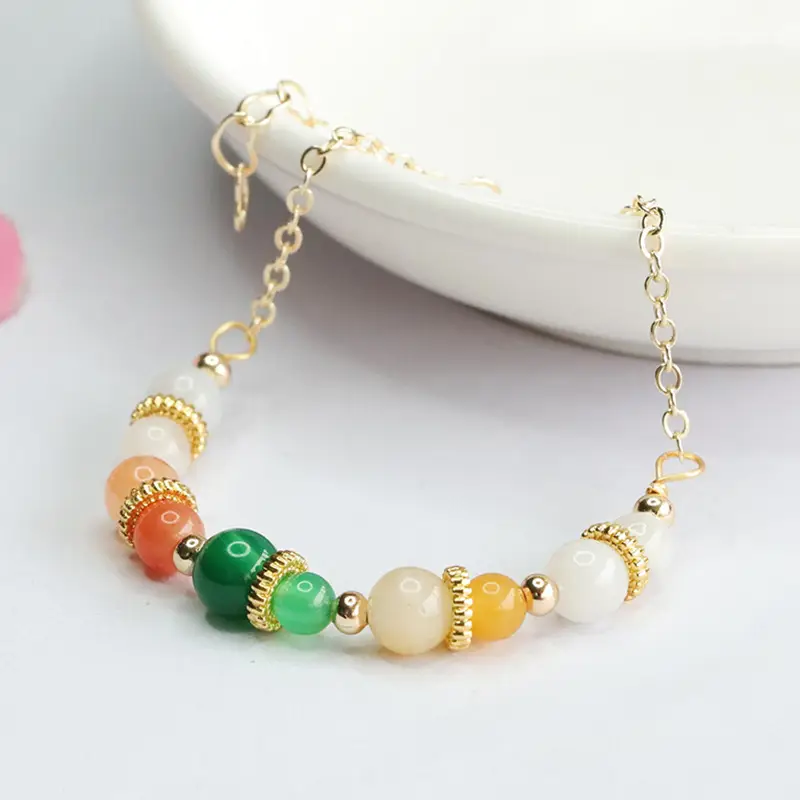 Glowing Jade Bracelet with Green Chalcedony Beads — feature 8