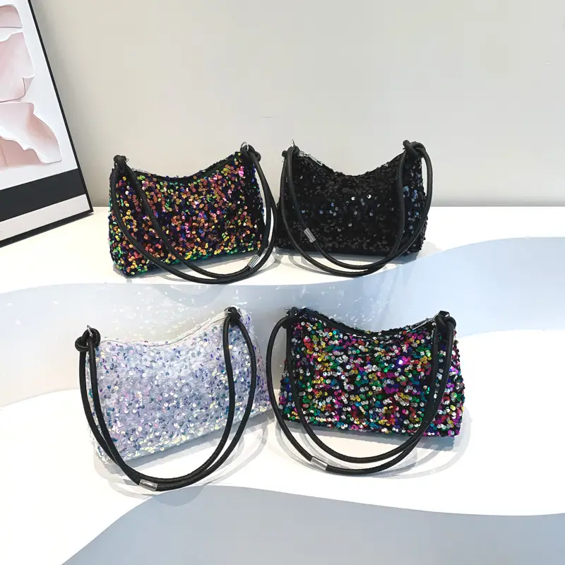 Sparkly Sequin Shoulder Bag for Women 2024