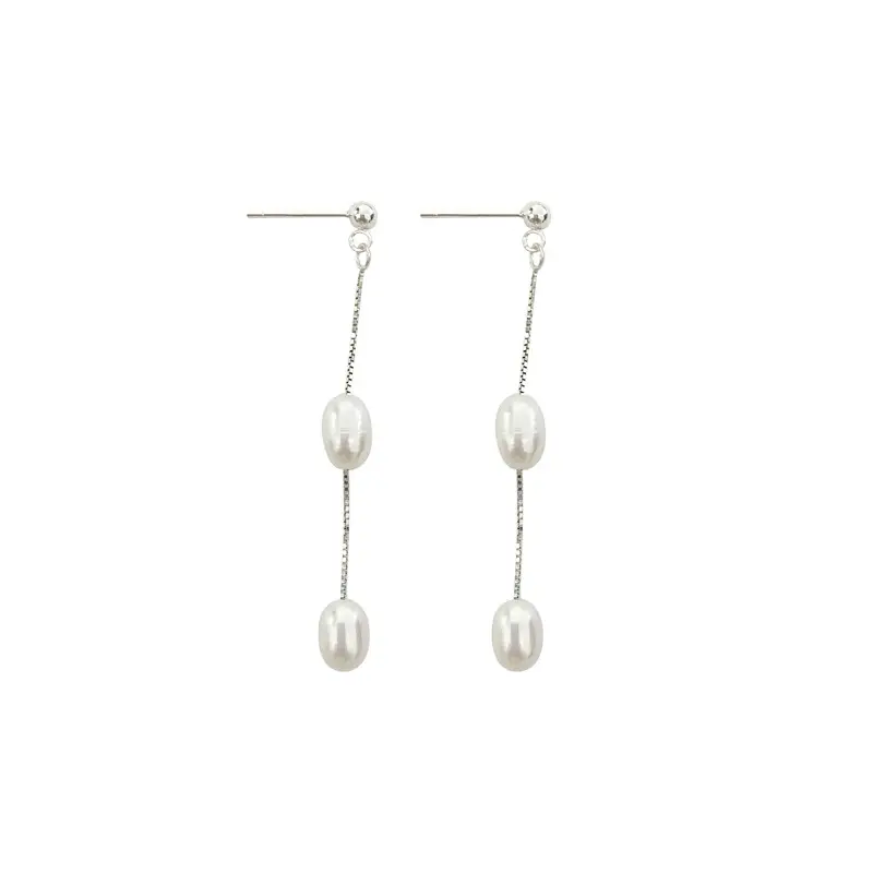 Rachel's Pearl Earrings 925 Sterling Silver Long Dangle - Image 5