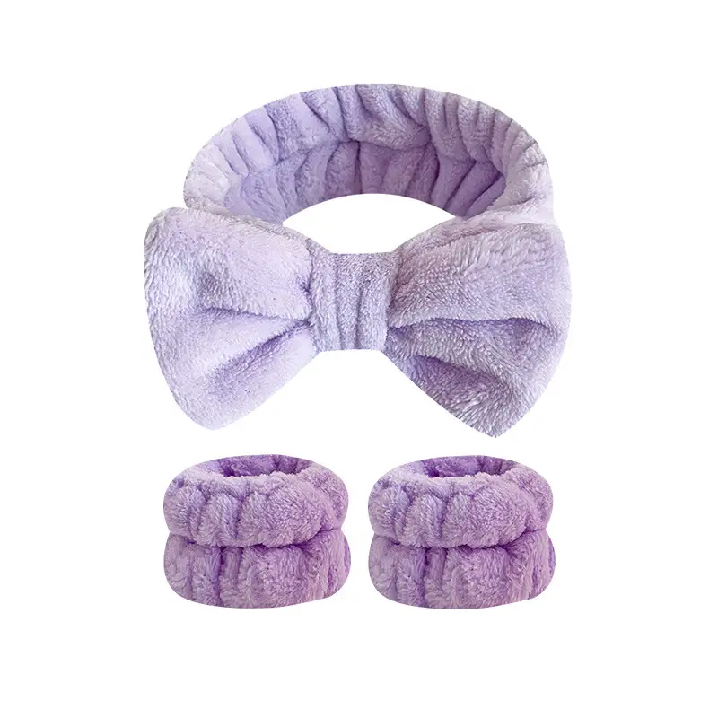 Purple Soft Bow & Wristband Set for Women