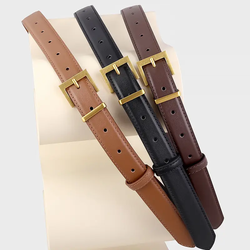 Women's Cowhide Belt with Gold Buckle & Leather Finish - Image 5