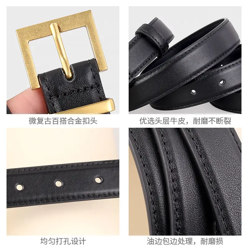 Women's Cowhide Belt with Gold Buckle & Leather Finish - Image 6