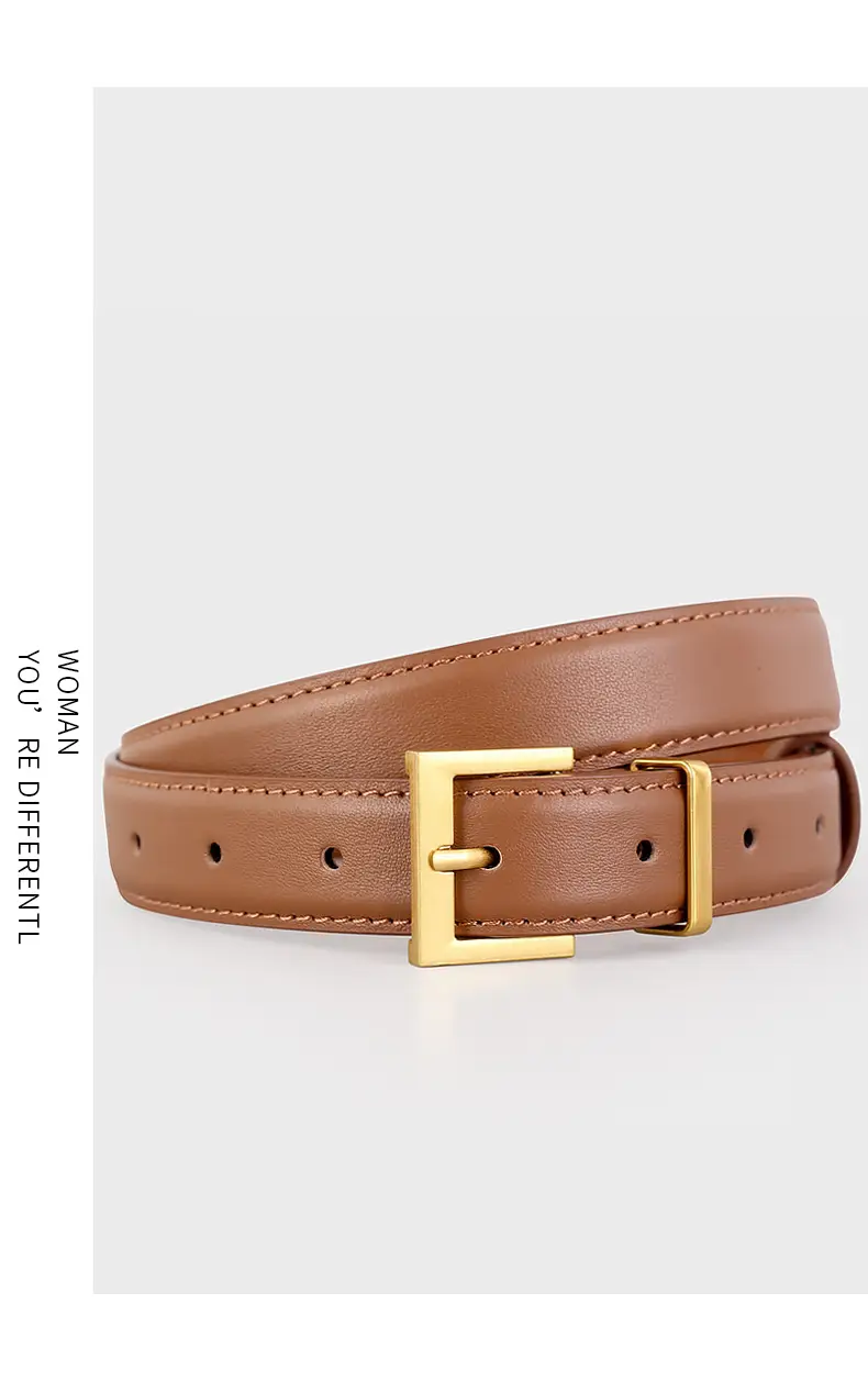 Women's Cowhide Belt with Gold Buckle & Leather Finish — feature 12