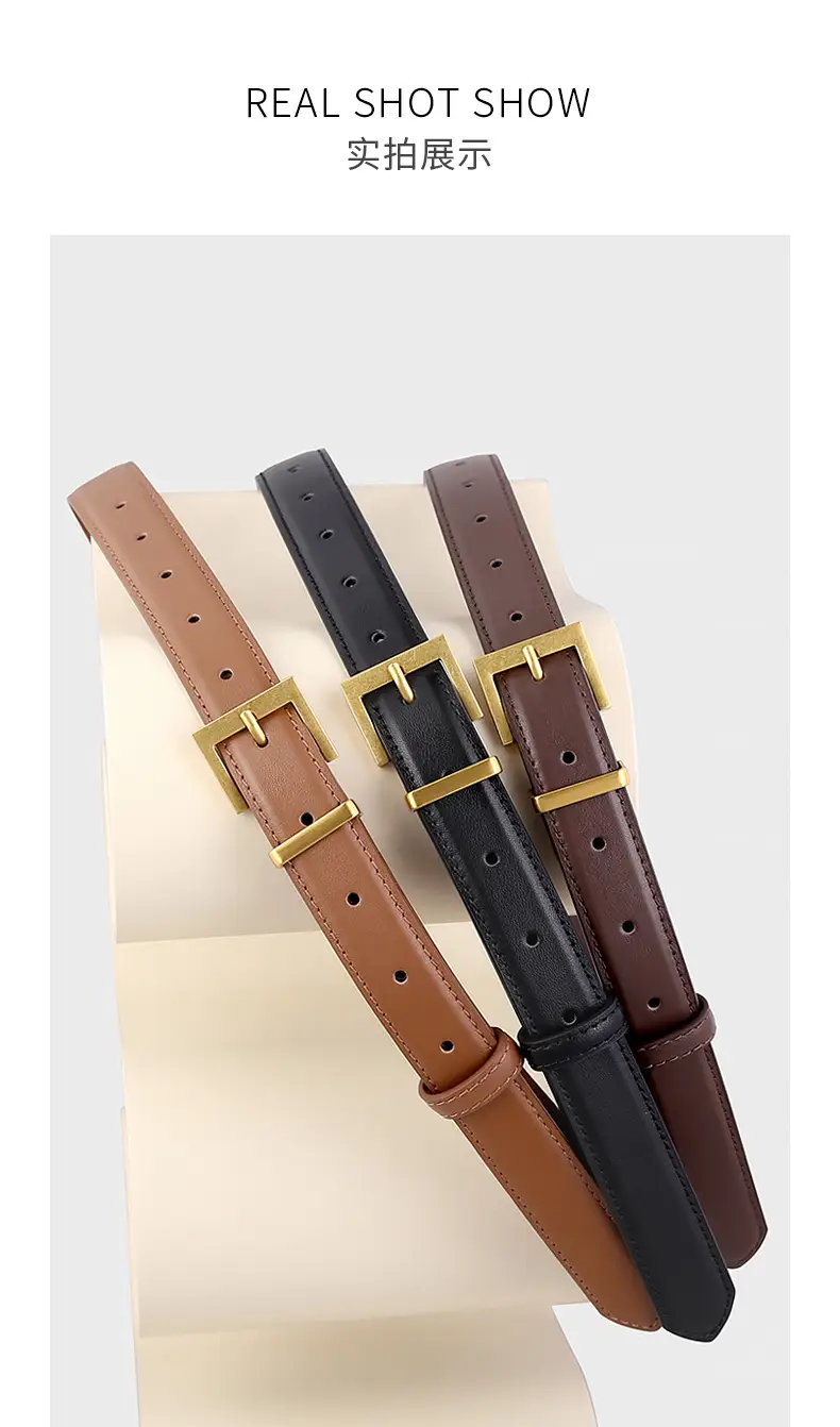 Women's Cowhide Belt with Gold Buckle & Leather Finish — feature 14