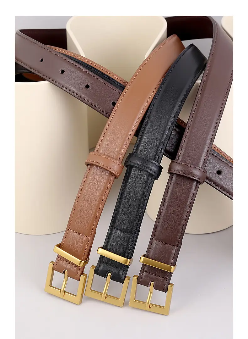 Women's Cowhide Belt with Gold Buckle & Leather Finish — feature 15