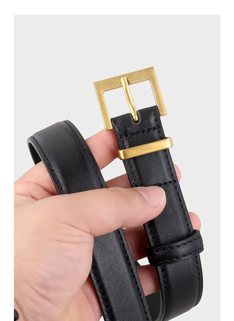 Women's Cowhide Belt with Gold Buckle & Leather Finish — feature 16