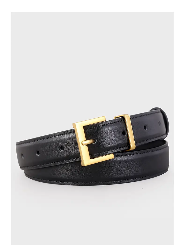 Women's Cowhide Belt with Gold Buckle & Leather Finish — feature 17