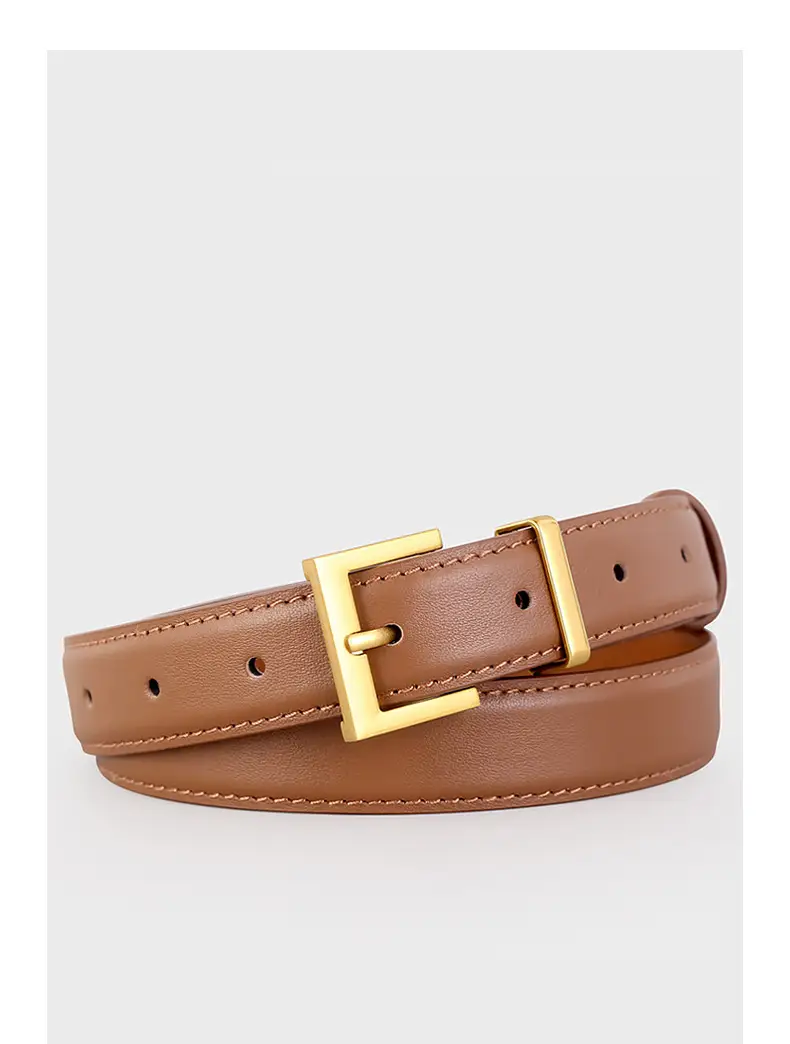 Women's Cowhide Belt with Gold Buckle & Leather Finish — feature 18