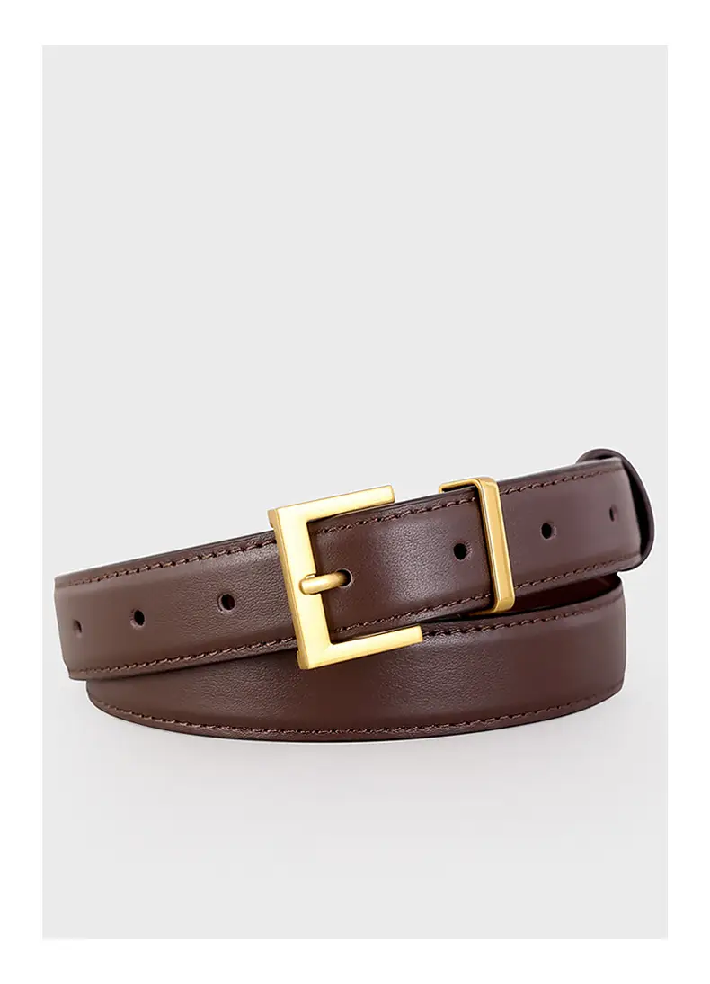 Women's Cowhide Belt with Gold Buckle & Leather Finish — feature 19