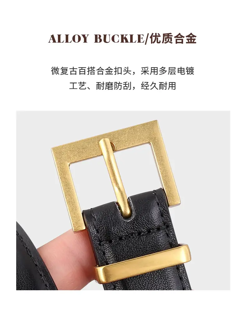 Women's Cowhide Belt with Gold Buckle & Leather Finish — feature 6