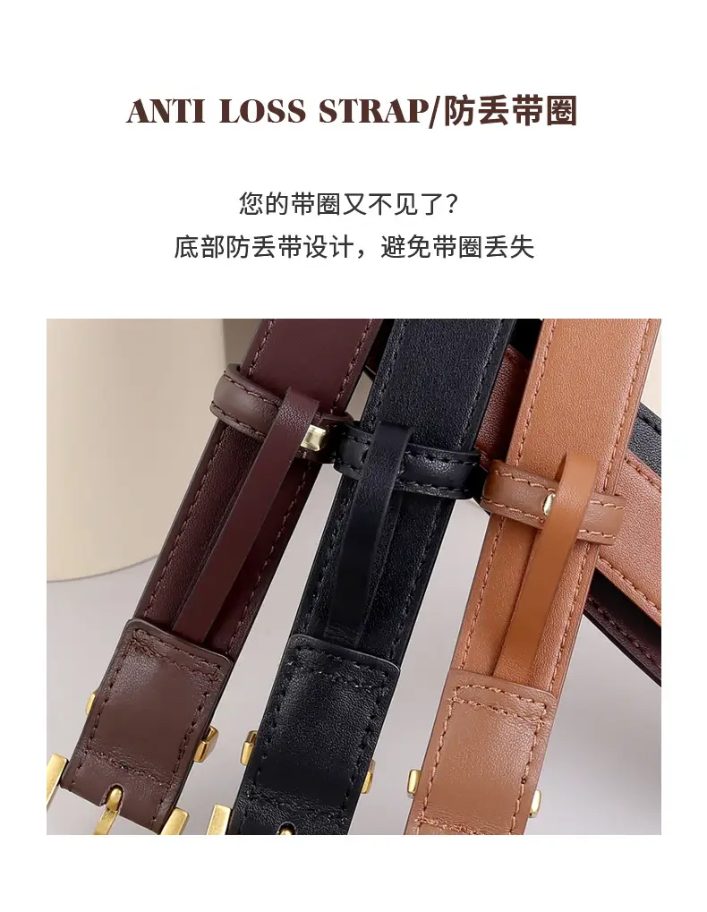 Women's Cowhide Belt with Gold Buckle & Leather Finish — feature 7