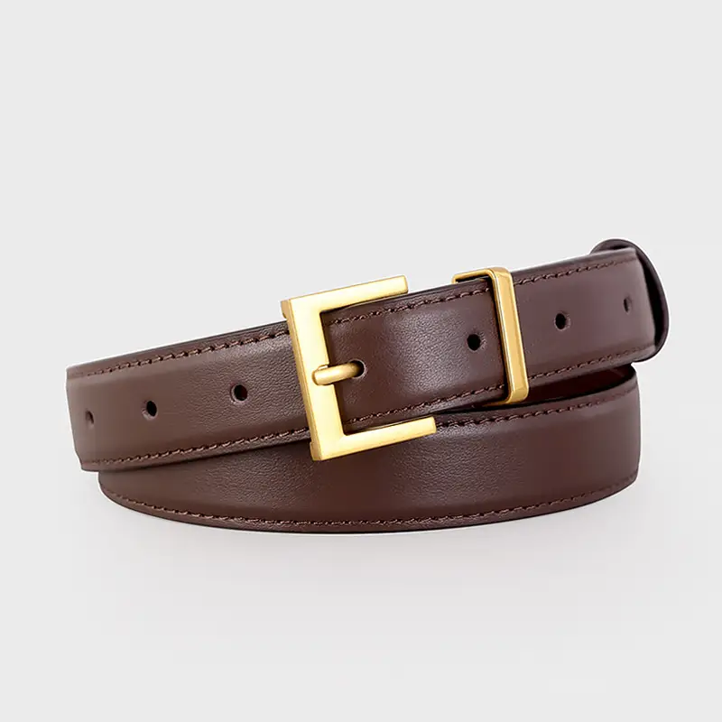 Women's Cowhide Belt with Gold Buckle & Leather Finish - Image 3