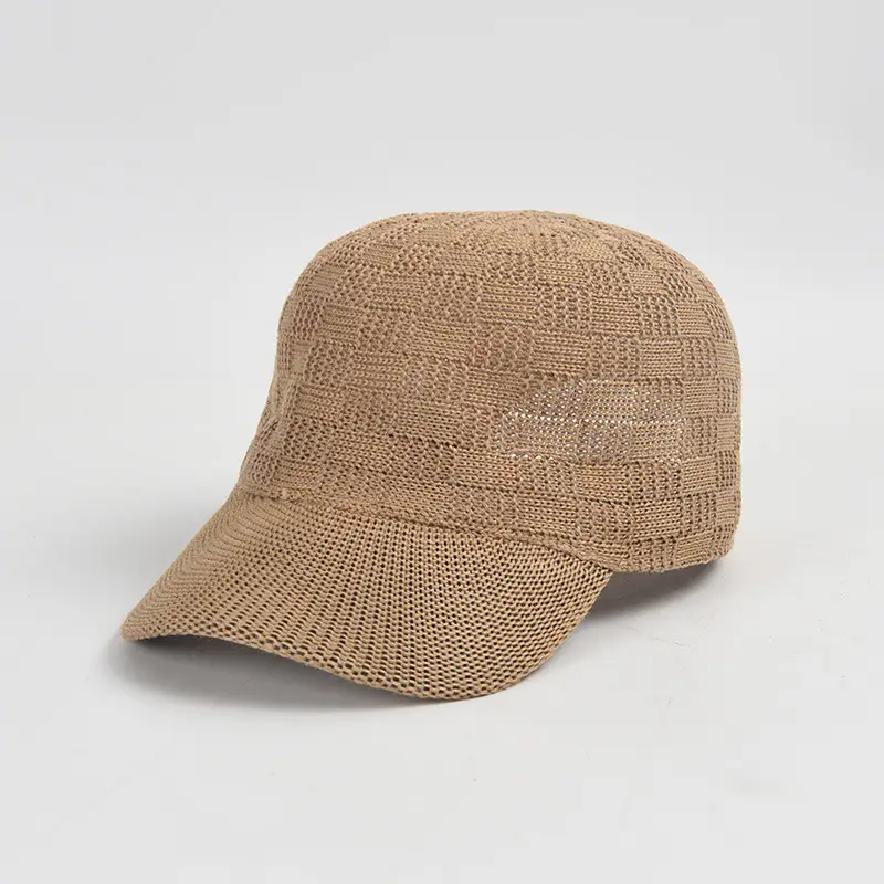 Beige Knitted Baseball Cap for Women Men Outdoor Sunshade