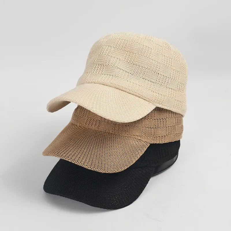 Beige Knitted Baseball Cap for Women Men Outdoor Sunshade