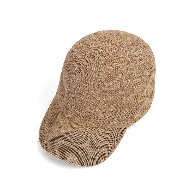 Beige Knitted Baseball Cap for Women Men Outdoor Sunshade