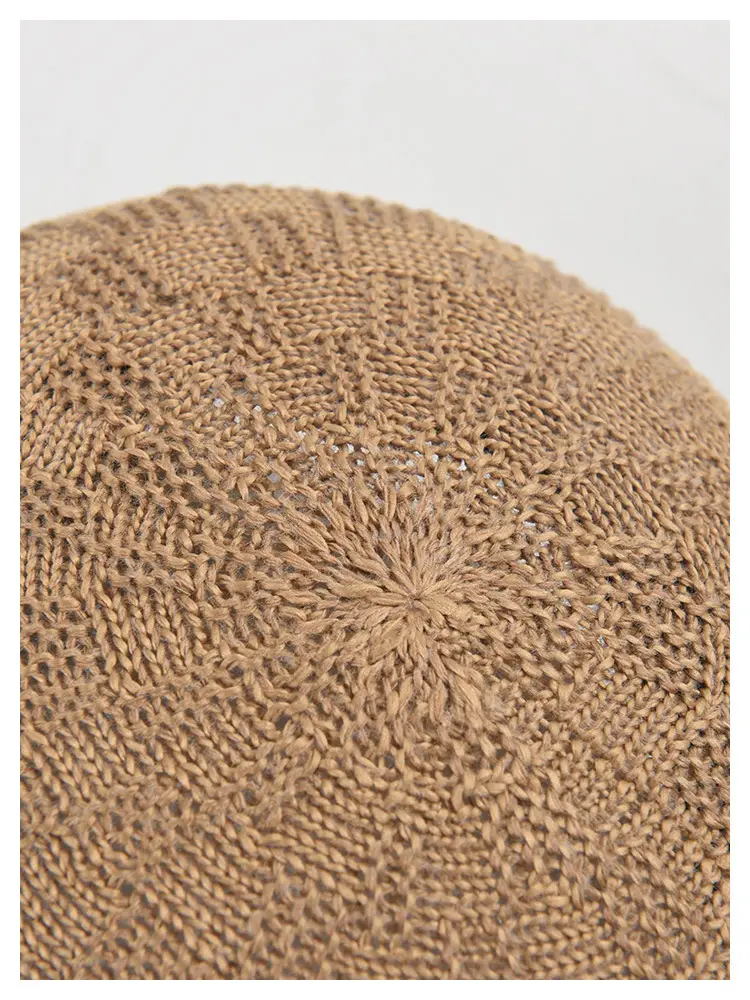 Beige Knitted Baseball Cap for Women Men Outdoor Sunshade — feature 12