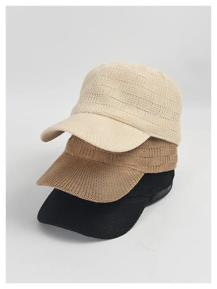 Beige Knitted Baseball Cap for Women Men Outdoor Sunshade — feature 2