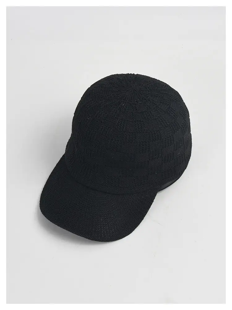 Beige Knitted Baseball Cap for Women Men Outdoor Sunshade — feature 3