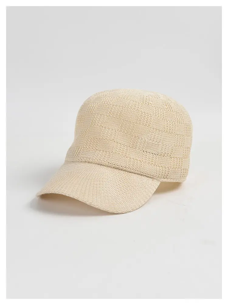 Beige Knitted Baseball Cap for Women Men Outdoor Sunshade — feature 7