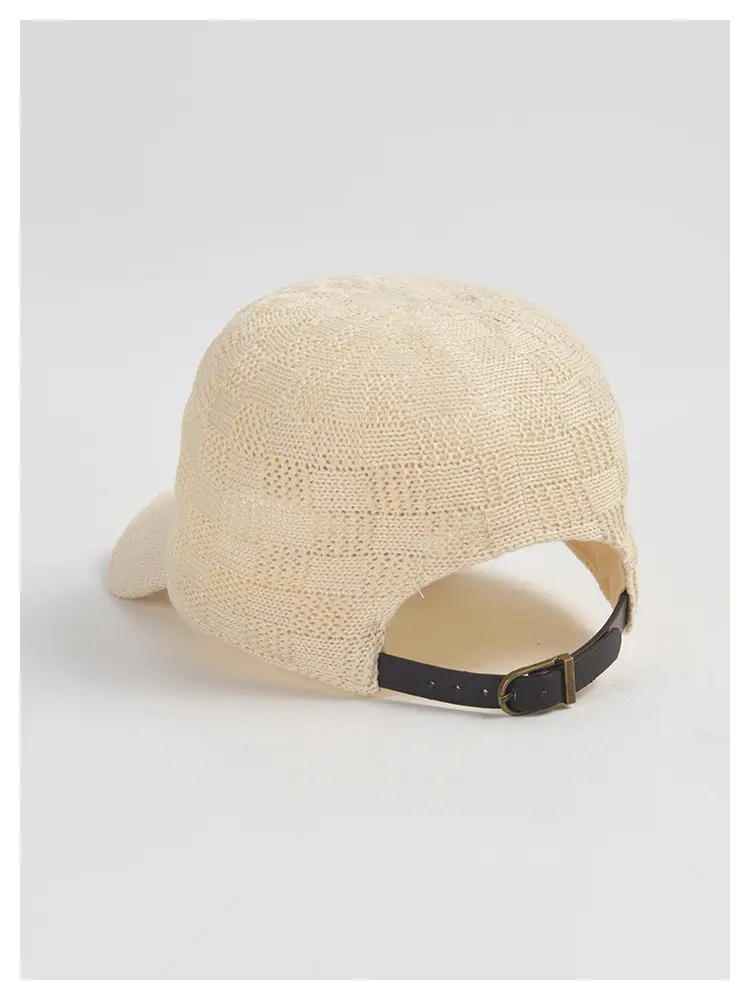 Beige Knitted Baseball Cap for Women Men Outdoor Sunshade — feature 8