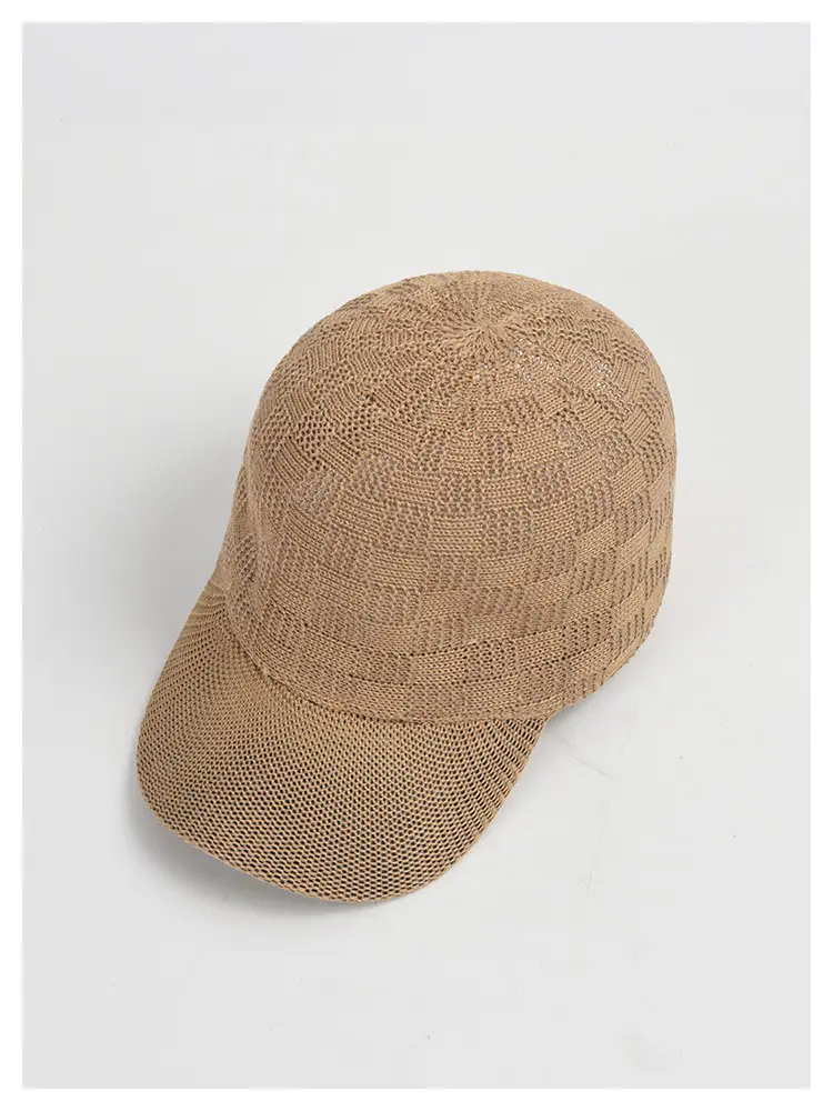 Beige Knitted Baseball Cap for Women Men Outdoor Sunshade — feature 9