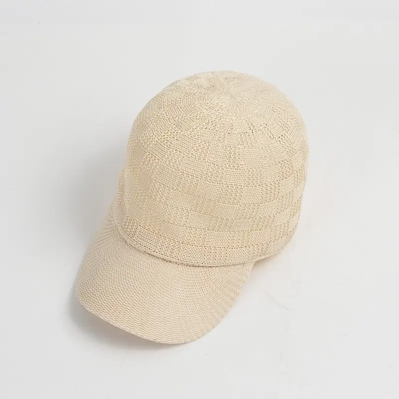 Beige Knitted Baseball Cap for Women Men Outdoor Sunshade