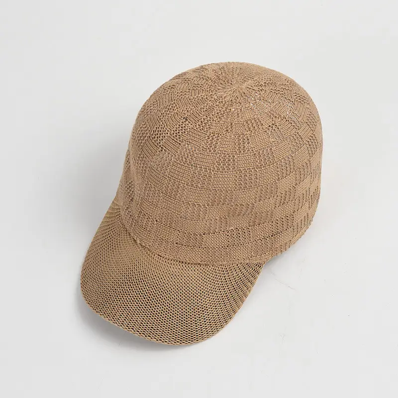 Beige Knitted Baseball Cap for Women Men Outdoor Sunshade